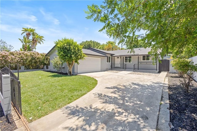 18746 Welby Way, Reseda, CA 91335 - ranch-style house featuring an attached garage, concrete driveway, a porch, and a gate