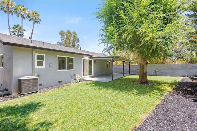 18746 Welby Way, Reseda, CA 91335 - rear view of property with a patio area, stucco siding, and crawl space
