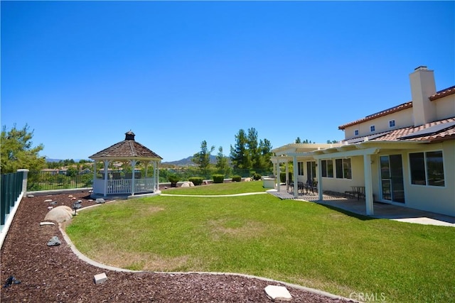 45605 Corte Royal, Temecula, CA 92592 - fenced backyard featuring a gazebo, a patio, and a mountain view