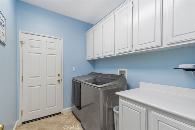 1647 Naranjo Ct, Redlands, CA 92374 - laundry room featuring cabinet space, washing machine and dryer, and light tile patterned floors