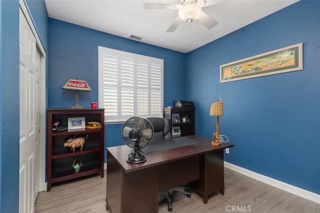 1647 Naranjo Ct, Redlands, CA 92374 - office with wood finished floors and ceiling fan