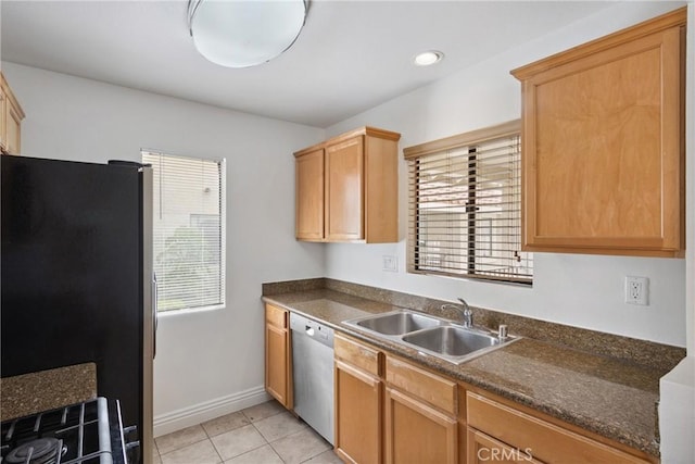 10166 Camino Ruiz Unit 32, San Diego, CA 92126 - kitchen featuring appliances with stainless steel finishes, plenty of natural light, dark countertops, and recessed lighting