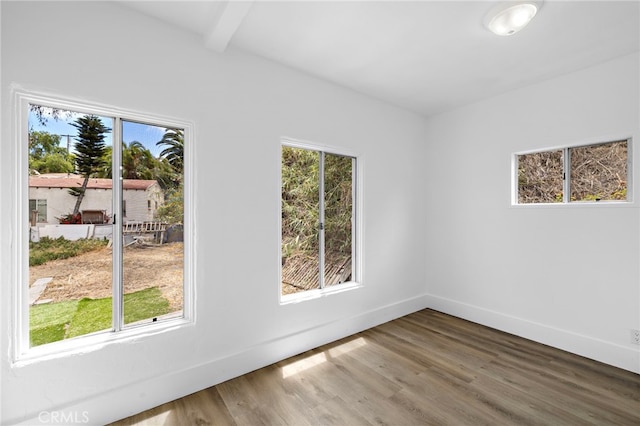 1509 N Avenida De La Estrella, San Clemente, CA 92672 - empty room featuring wood finished floors, plenty of natural light, and beamed ceiling