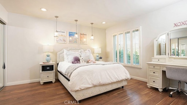 31962 Via Montura, San Juan Capistrano, CA 92675 - bedroom featuring dark wood finished floors, multiple windows, recessed lighting, and a desk