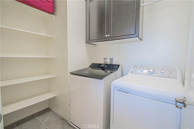 24270 Verdugo Cir, Valencia, CA 91354 - washroom featuring cabinet space, washing machine and clothes dryer, and light tile patterned floors