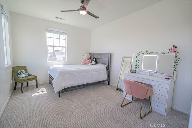 24270 Verdugo Cir, Valencia, CA 91354 - bedroom featuring light carpet, a desk, and ceiling fan