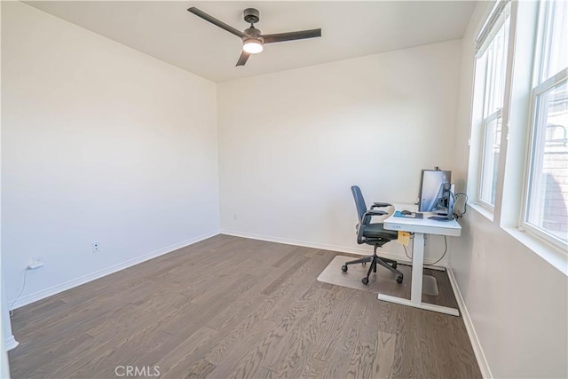 24270 Verdugo Cir, Valencia, CA 91354 - unfurnished office with wood finished floors and a ceiling fan