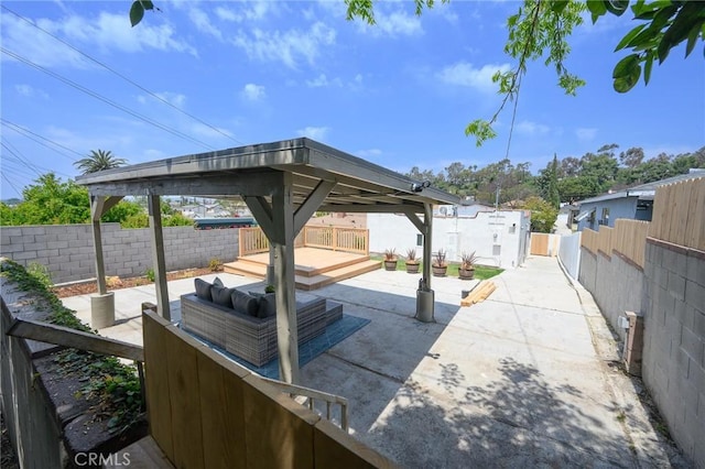 4548 Jade St, Los Angeles, CA 90032 - fenced backyard featuring a gazebo, a patio, and an outdoor structure