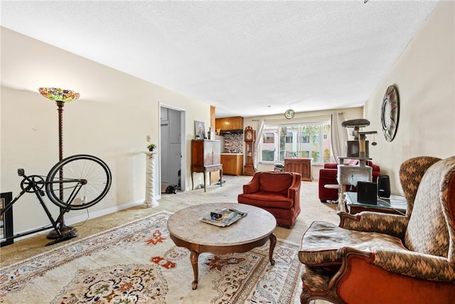 120 Alamitos Ave Unit 14, Long Beach, CA 90802 - carpeted living area featuring a textured ceiling
