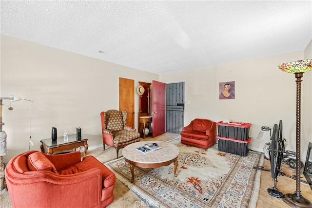 120 Alamitos Ave Unit 14, Long Beach, CA 90802 - carpeted living room featuring a textured ceiling