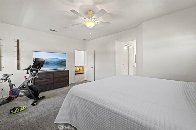 11317 Riverleaf Dr, Riverside, CA 92505 - carpeted bedroom featuring a ceiling fan