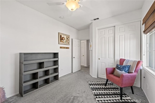 11317 Riverleaf Dr, Riverside, CA 92505 - living area featuring carpet floors and a ceiling fan