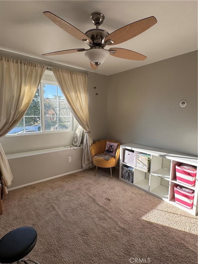 32555 Via Perales, Temecula, CA 92592 - rec room with carpet floors and a ceiling fan
