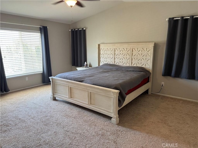 32555 Via Perales, Temecula, CA 92592 - bedroom featuring carpet flooring, lofted ceiling, and a ceiling fan