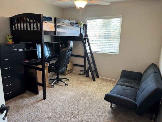 32555 Via Perales, Temecula, CA 92592 - bedroom featuring carpet flooring, ceiling fan, and an office area