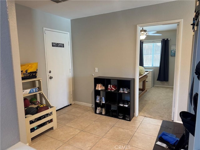 32555 Via Perales, Temecula, CA 92592 - entrance foyer featuring light tile patterned floors and a ceiling fan