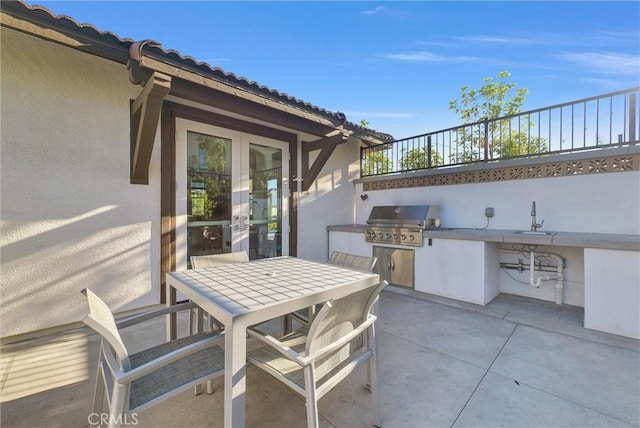 2123 Crescent Moon, Upland, CA 91786 - view of patio with an outdoor kitchen, french doors, and outdoor dining area