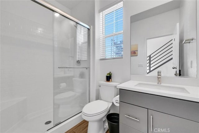 2123 Crescent Moon, Upland, CA 91786 - full bath with a stall shower, vanity, and wood finished floors