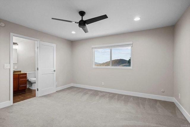 11052 Madrigal St, San Diego, CA 92129 - unfurnished bedroom featuring carpet, recessed lighting, ensuite bathroom, and a ceiling fan