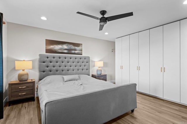 11052 Madrigal St, San Diego, CA 92129 - bedroom with light wood-style floors, recessed lighting, and a ceiling fan