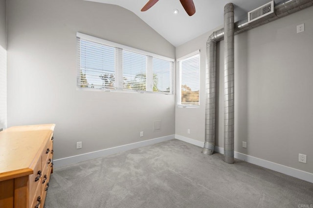 11052 Madrigal St, San Diego, CA 92129 - unfurnished bedroom with lofted ceiling, carpet flooring, recessed lighting, and a ceiling fan