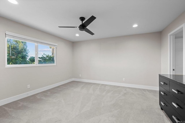 11052 Madrigal St, San Diego, CA 92129 - empty room with a ceiling fan, recessed lighting, and light colored carpet