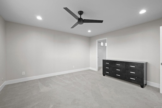 11052 Madrigal St, San Diego, CA 92129 - unfurnished bedroom featuring recessed lighting, light colored carpet, a ceiling fan, and a walk in closet