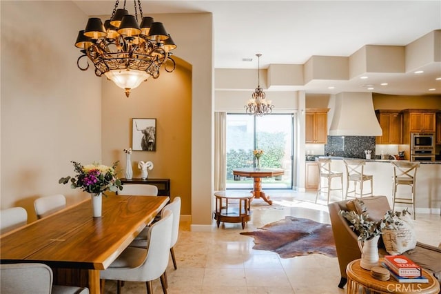 46614 Bradshaw Trl, La Quinta, CA 92253 - dining room featuring a chandelier and recessed lighting
