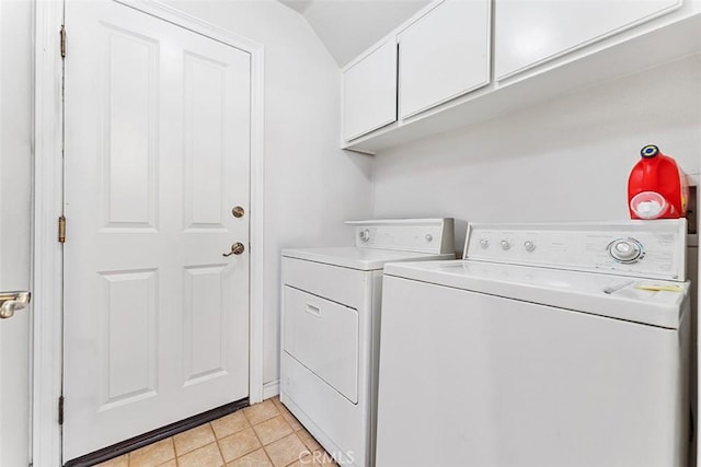 19080 Shakespeare Dr, Walnut, CA 91789 - laundry room with cabinet space, washing machine and clothes dryer, and light tile patterned floors