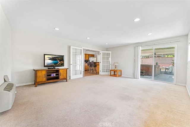 19080 Shakespeare Dr, Walnut, CA 91789 - living area with french doors, light colored carpet, and recessed lighting