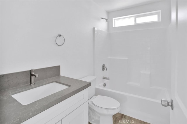 10533 Mohawk Rd, Apple Valley, CA 92308 - bathroom with bathing tub / shower combination, vanity, and wood finished floors