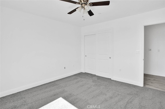 10533 Mohawk Rd, Apple Valley, CA 92308 - unfurnished bedroom featuring carpet, ceiling fan, and a closet