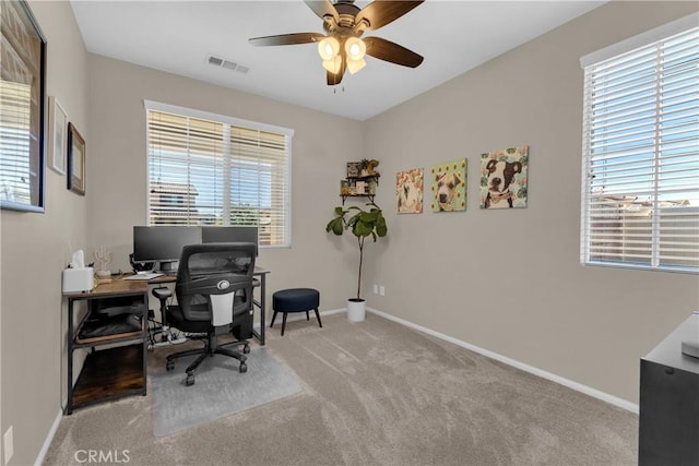 1511 Asteroid Way, Beaumont, CA 92223 - office featuring healthy amount of natural light, ceiling fan, and carpet flooring