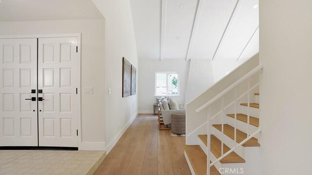 3073 N Pinewood St, Orange, CA 92865 - entrance foyer with stairway and light wood-type flooring