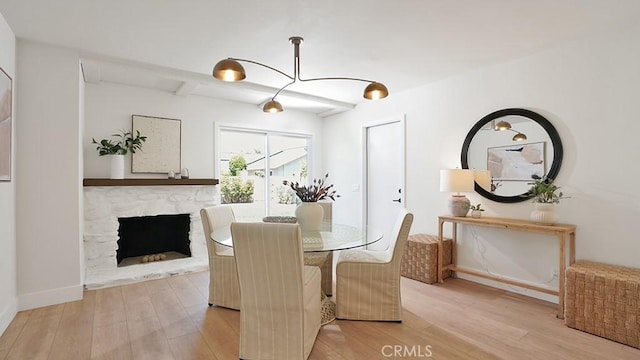 3073 N Pinewood St, Orange, CA 92865 - dining area featuring light wood-style flooring and a fireplace