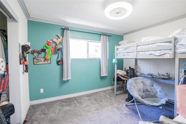 18934 San Bernardino Ave, Bloomington, CA 92316 - bedroom with ornamental molding, a textured ceiling, and carpet flooring