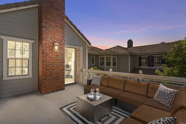 6257 Alverton, Carlsbad, CA 92009 - patio terrace at dusk featuring outdoor lounge area
