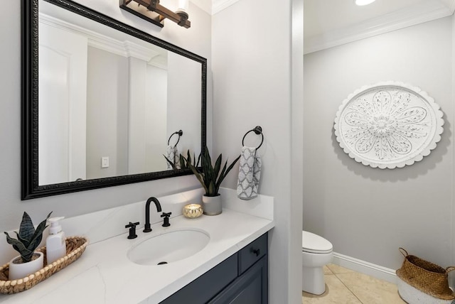 6257 Alverton, Carlsbad, CA 92009 - bathroom with crown molding, vanity, and tile patterned floors