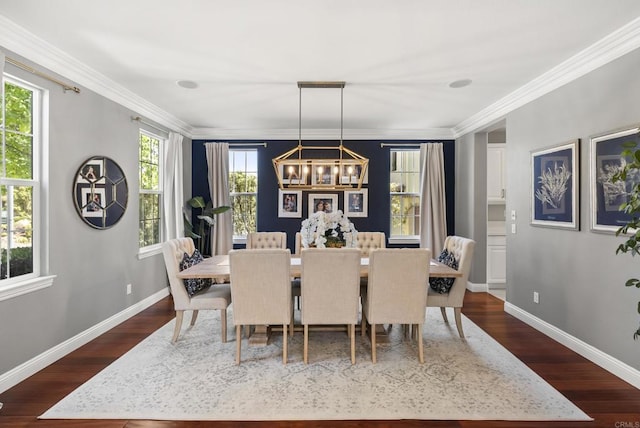 6257 Alverton, Carlsbad, CA 92009 - dining room with a chandelier, ornamental molding, and dark wood finished floors