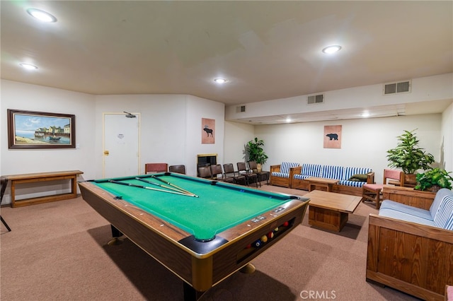 911 N Kings Rd Unit 310, West Hollywood, CA 90069 - game room with carpet flooring, recessed lighting, and pool table