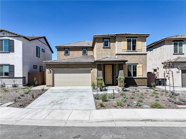 19465 Brush Creek Way, Lake Elsinore, CA 92532 - traditional-style home with a garage, stucco siding, driveway, and a tiled roof
