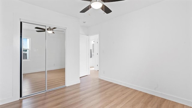 5122 Coban St, San Diego, CA 92114 - unfurnished bedroom featuring light wood-style flooring, a closet, and ceiling fan