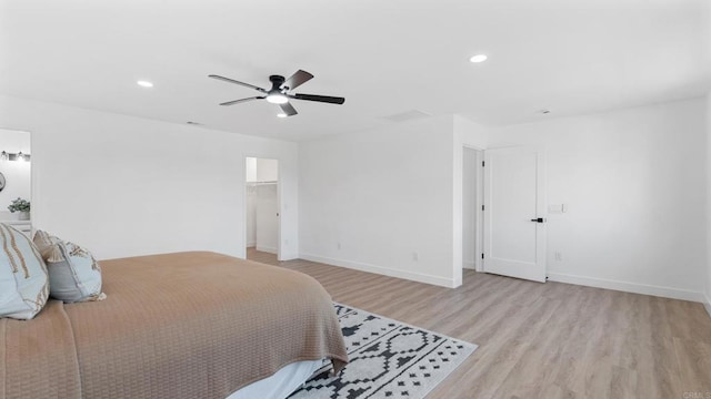 5122 Coban St, San Diego, CA 92114 - bedroom with light wood-style flooring, recessed lighting, and ceiling fan