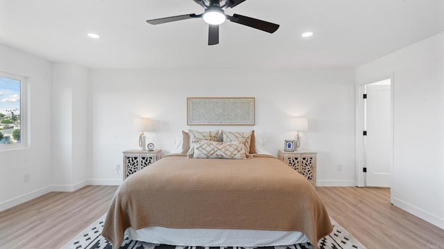 5122 Coban St, San Diego, CA 92114 - bedroom featuring light wood-style flooring, recessed lighting, and ceiling fan