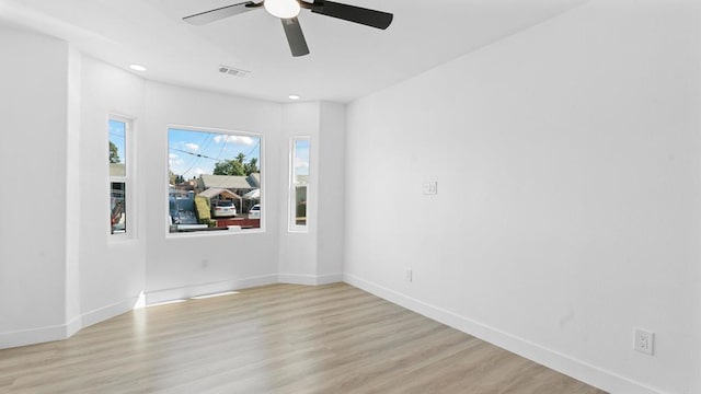 5122 Coban St, San Diego, CA 92114 - empty room featuring ceiling fan, light wood-style flooring, and recessed lighting
