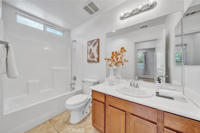 9370 Bistro Pl, Rancho Cucamonga, CA 91730 - bathroom featuring vanity, tile patterned flooring, shower / bath combination, and plenty of natural light