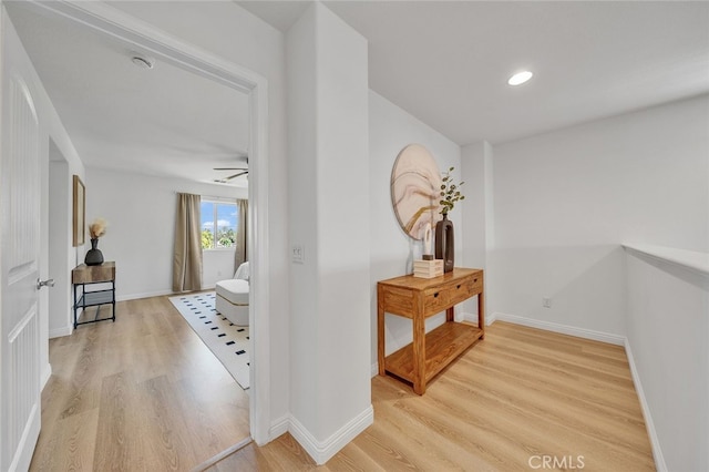 9370 Bistro Pl, Rancho Cucamonga, CA 91730 - corridor with light wood-type flooring and recessed lighting