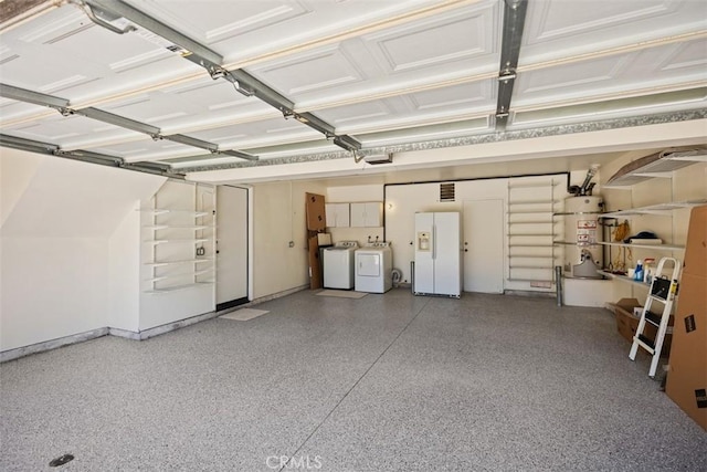 15 Havre Ct, Lake Forest, CA 92610 - garage with separate washer and dryer, water heater, and white fridge with ice dispenser