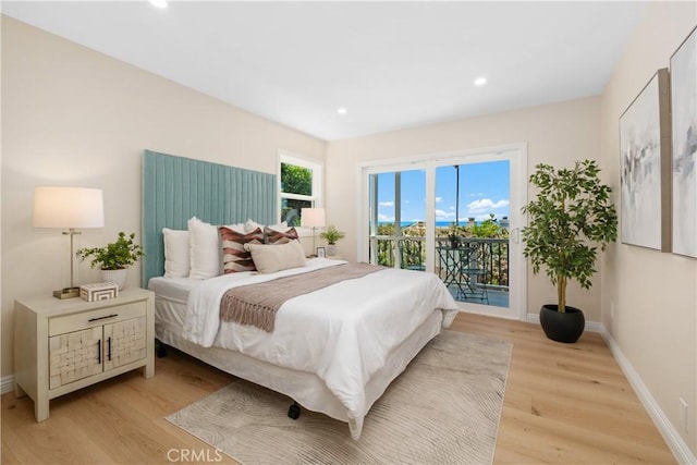 2961 Rounsevel, Laguna Beach, CA 92651 - bedroom with access to outside, light wood-style floors, and recessed lighting