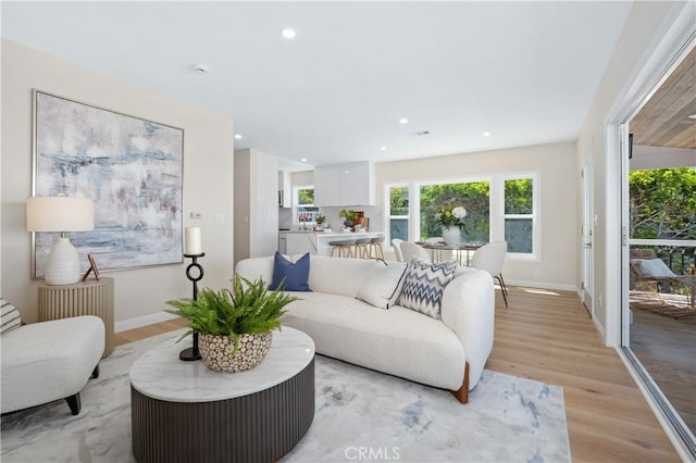 2961 Rounsevel, Laguna Beach, CA 92651 - living room featuring light wood-type flooring, healthy amount of natural light, and recessed lighting